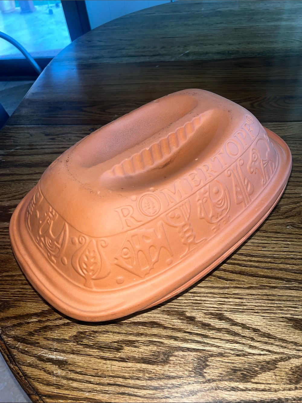 Romertopf 111 Terracotta Clay Roasting Lid in Orange